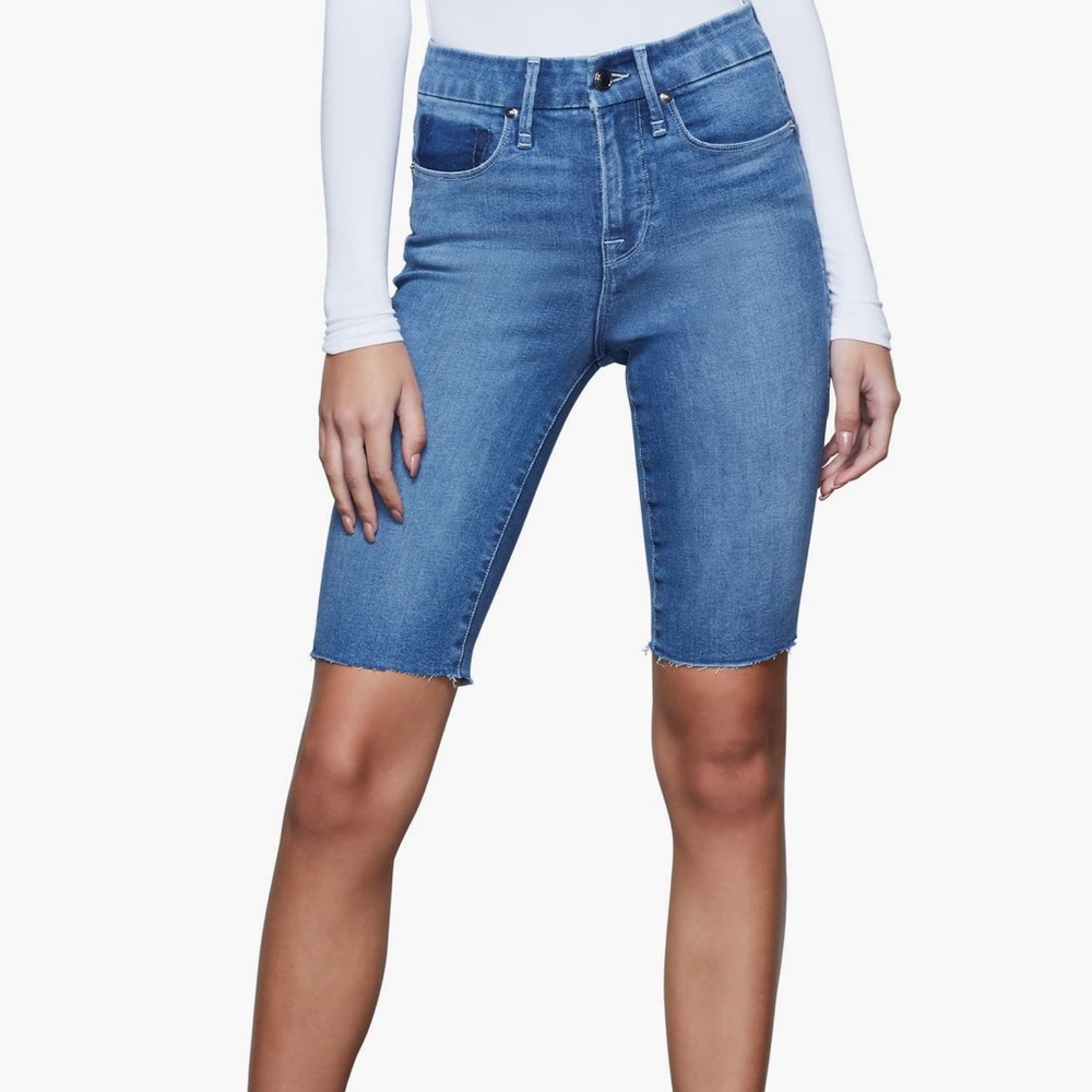 Good American Blue Denim Bermuda Shorts